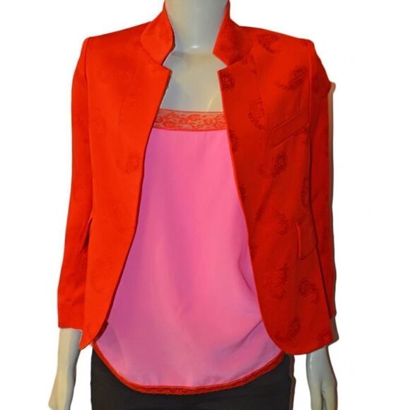 Zadig & Voltaire Red Verys Jac Paisley Crop Blazer Jacket - Picture 1 of 12